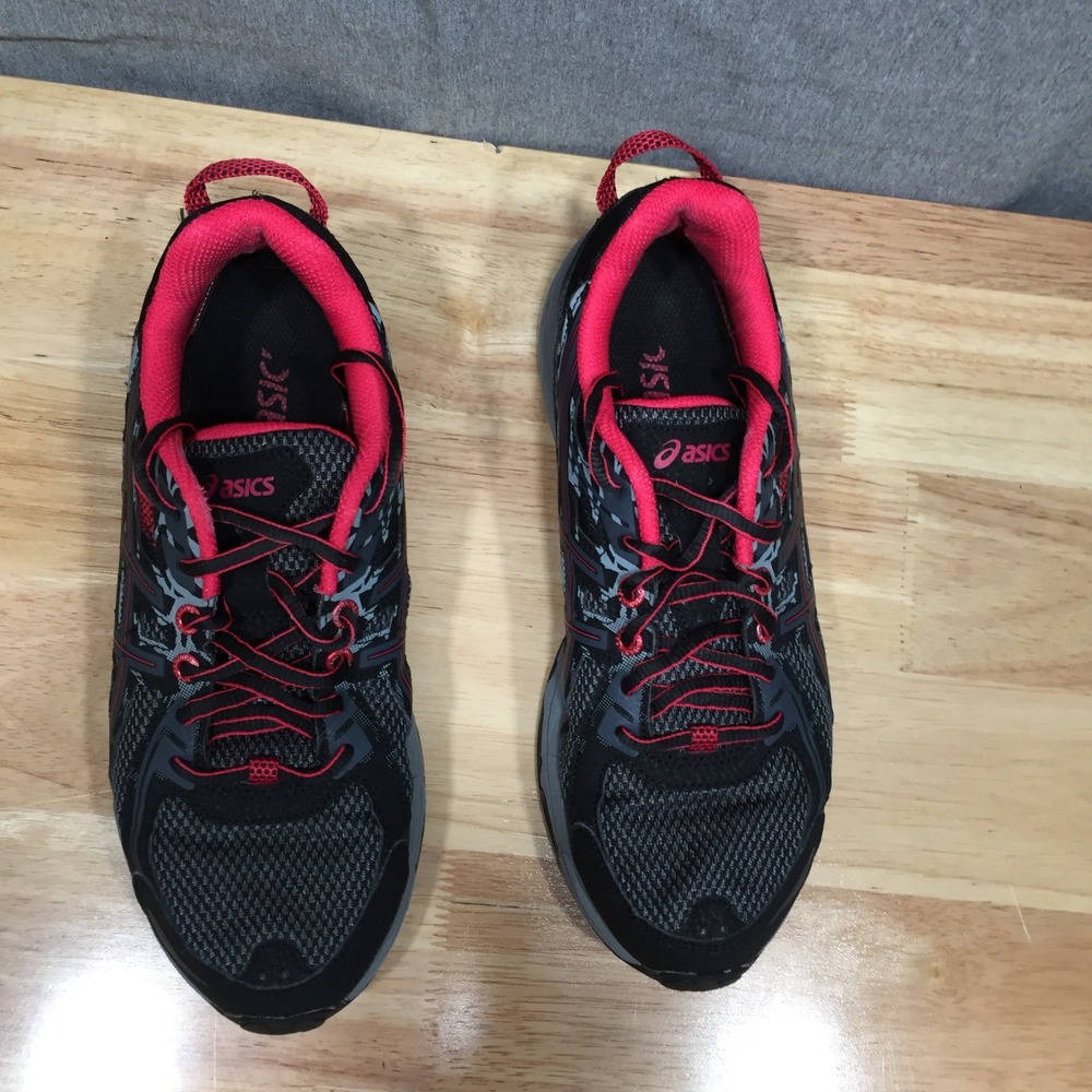 Asics‎ Womens Trail Running Shoes Gel-Venture 6 T7G6N 7.5 Black Pink Excellent